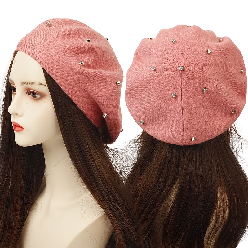 Beret French Wool - Cappello berretto con strass colorati da