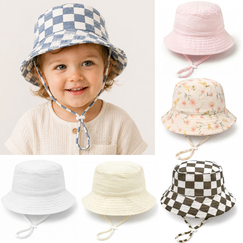 Bucket Hat Cotton - Cappello Estivo in Mussola per Neonati,